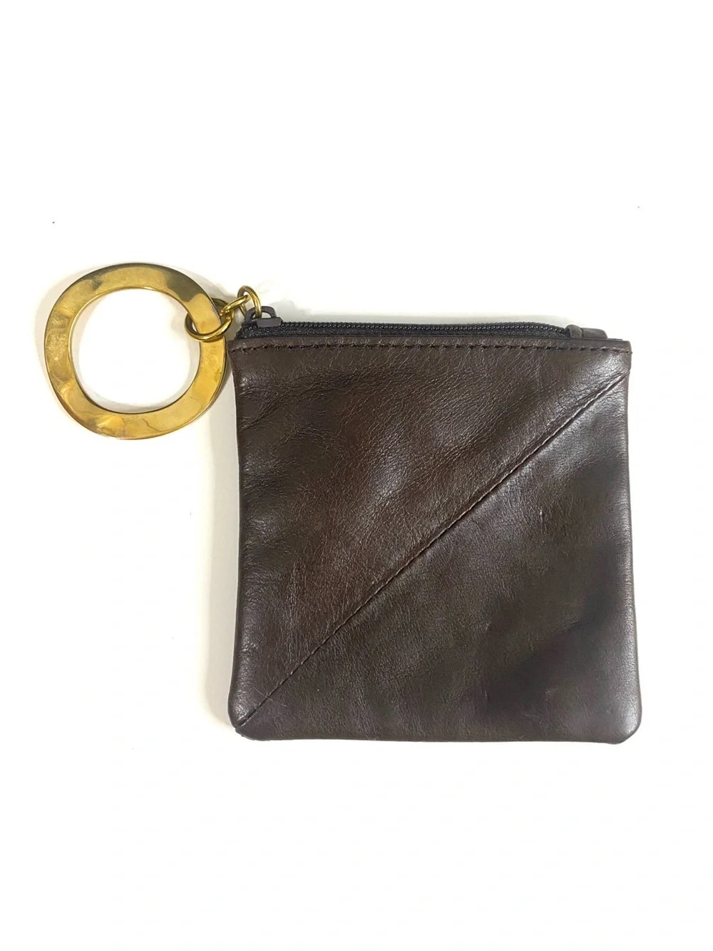 IPPOLITA Genuine Leather Coin/Jewelry Pouch with Gold-Tone Key Ring Attachment
